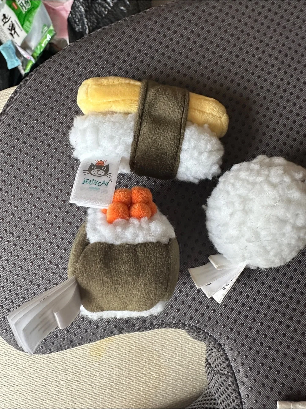 Jellycat Plush Sushi Trio in White, Green, Orange, Yellow